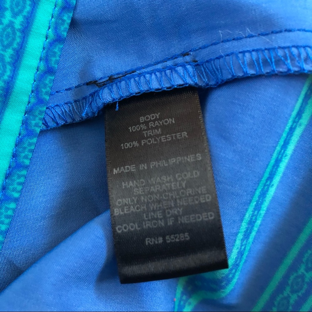 Express XS blue & green strapless dress NWT - Picture 8 of 8